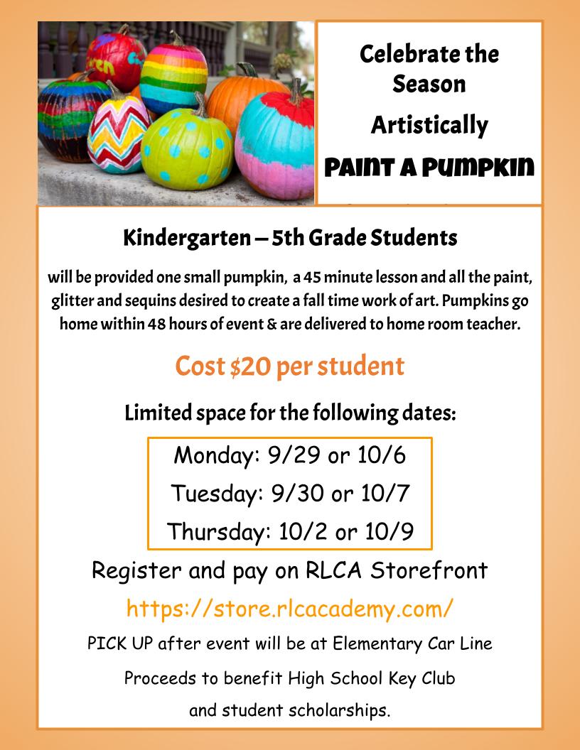 Paint a Pumpkin: K-5th ONLY
